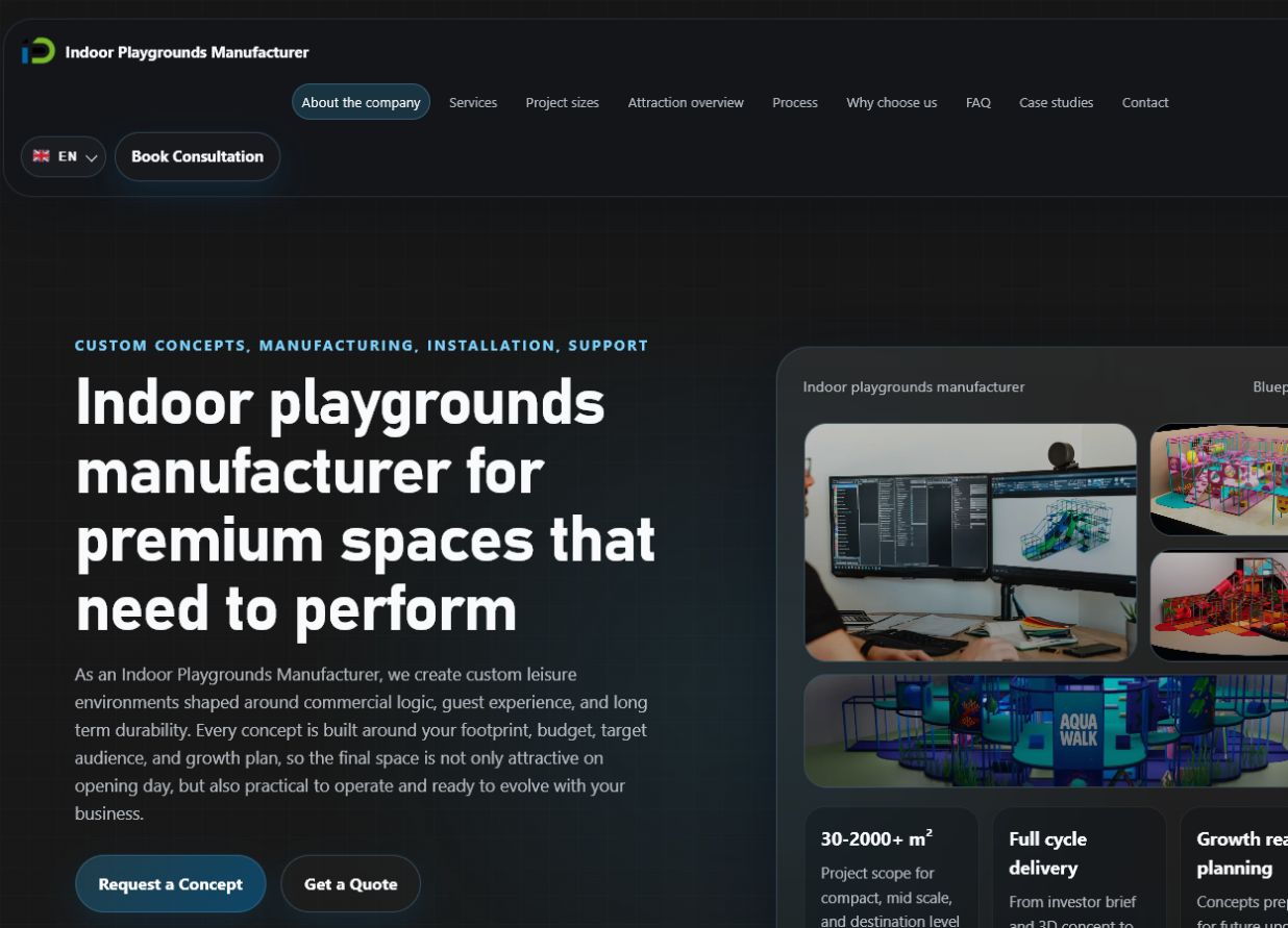 Indoor Playgrounds Manufacturer website screenshot
