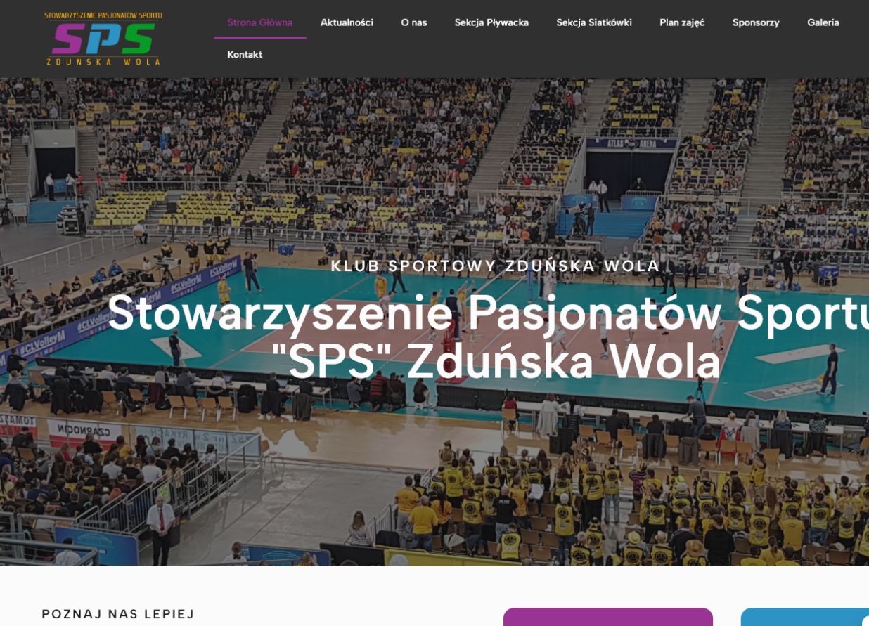 Zrzut ekranu strony SPS Zduńska Wola
