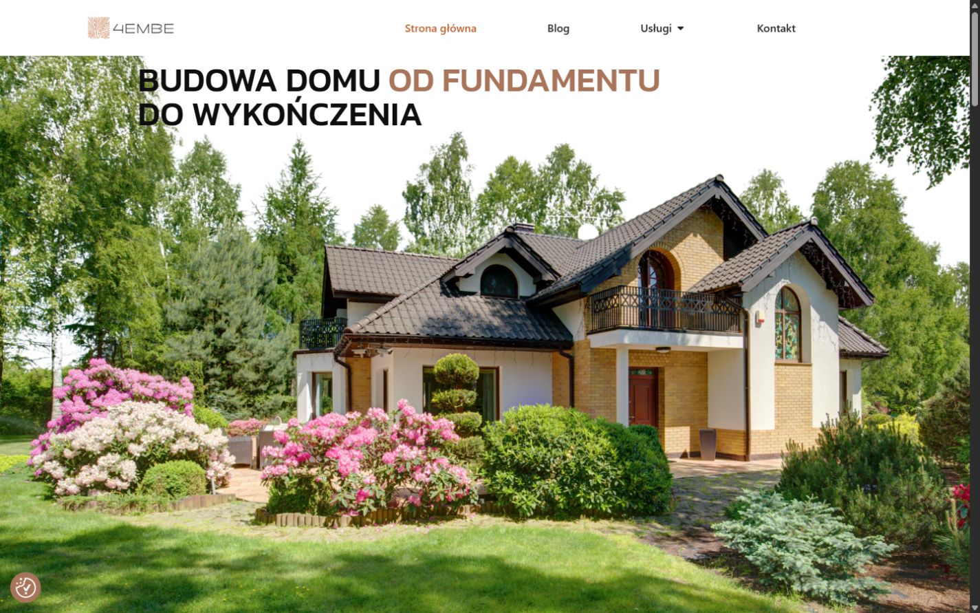 Widok strony internetowej firmy budowlanej 4embe